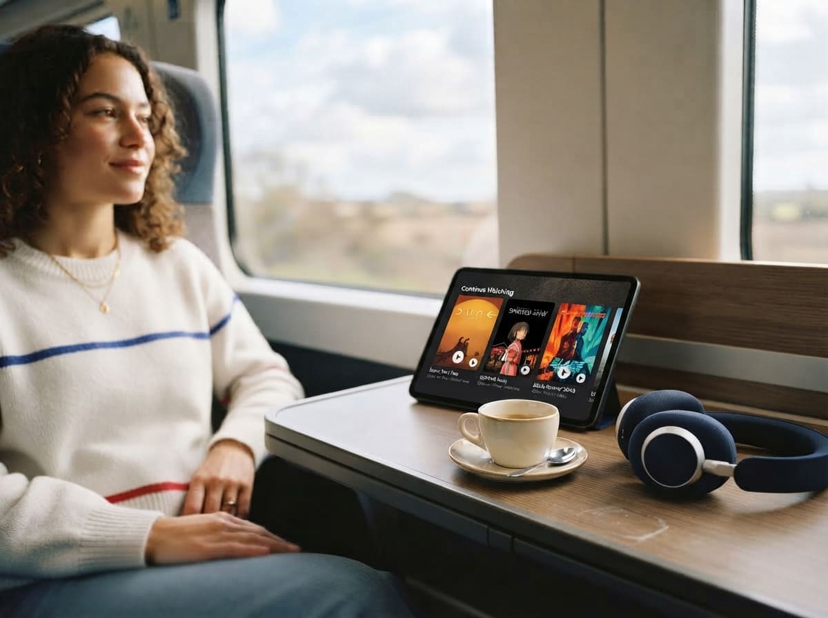 Série regardée sur une tablette en déplacement